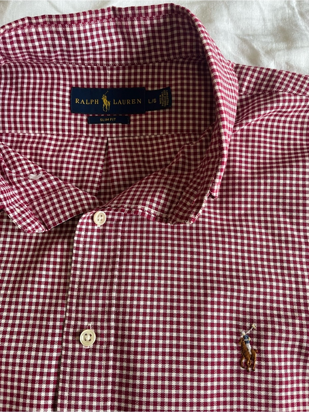 Ralph Lauren Red and White Gingham Button-Down Shirt